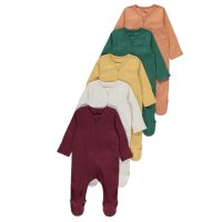 GX545: Baby 5 Pack Ribbed 2 Way Zip All In one/ Sleepsuits (0-12 Months)